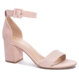 CL by LAUNDRY JOLLY Rhinestone Block Heel Ankle Strap Women's Sandals